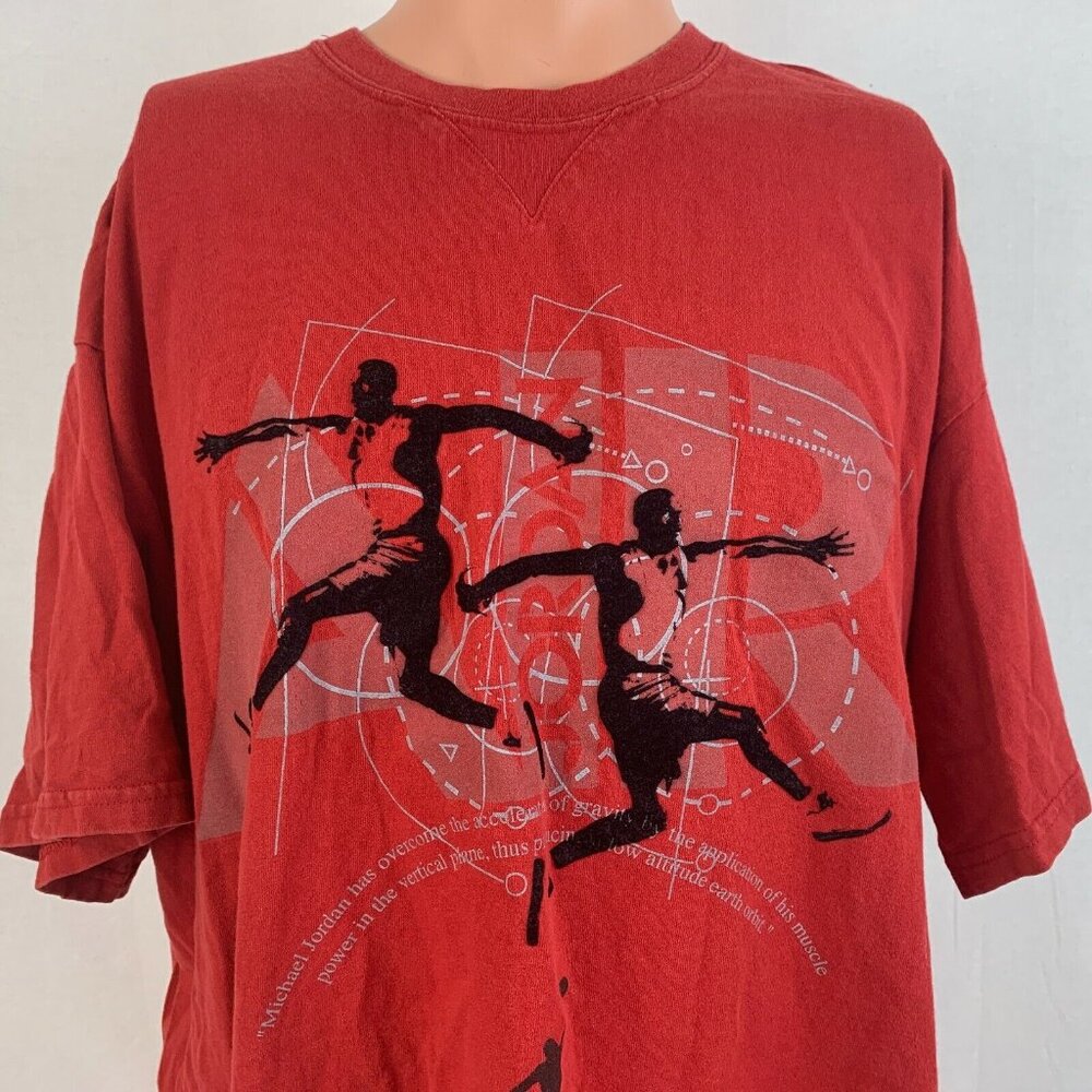 Nike Air Jordan Acceleration Of Gravity Felt T Shirt Vintage 2000s Red Size 2XL